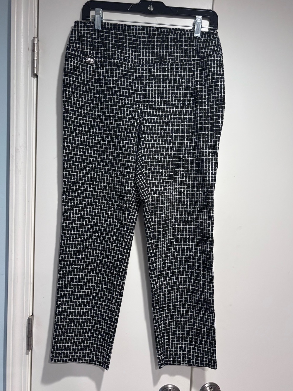 LISETTE Black & White windowpane pull on pants